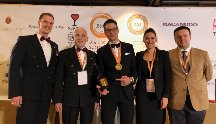 Vuk Vuletić - champion (center), Đurđa Katić, Ivan Nikolić (far right), Ivan Peršolja president of Slovenian sommelier association (2nd from left) and myself